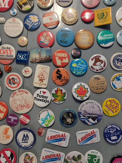 Vintage Pinback Button Lot Canada & USA – Political, Tourism, Advertising 100pcs
