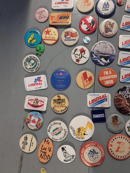 Vintage Pinback Button Lot Canada & USA – Political, Tourism, Advertising 100pcs