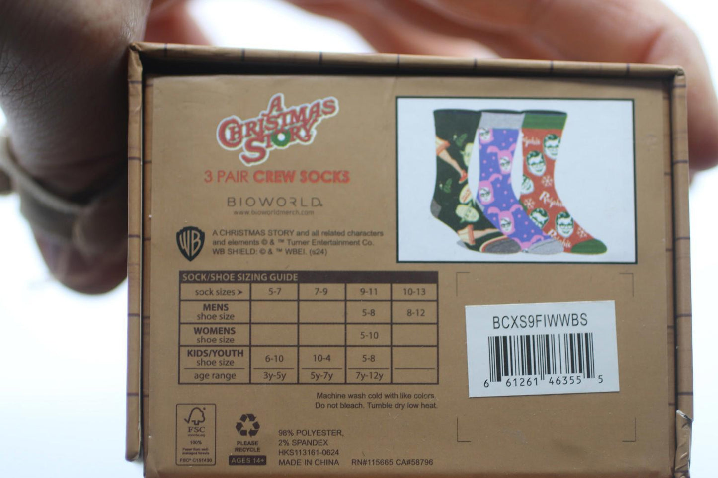 A Christmas Story 3 Pair Crew Box Set, 10-13 Brand new
