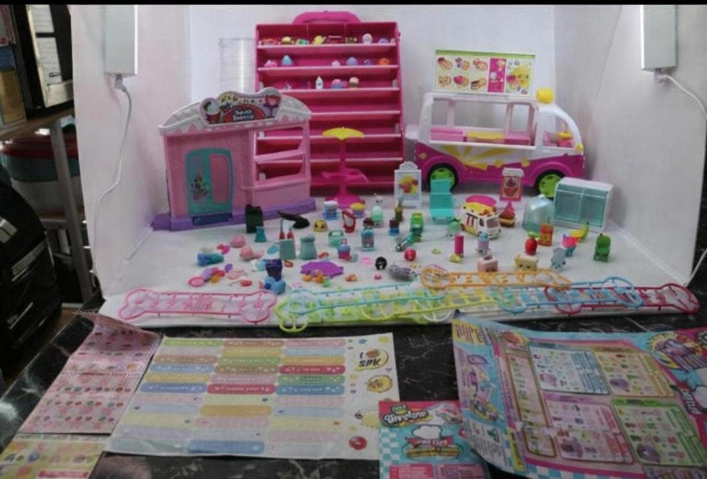 Huge lot Shopkins Moose toys Ice CreamTruck carrying case booklet figures