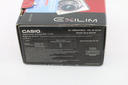Casio Exilim EX-H10 12.1MP Digital Camera Black Boxed w/ Case SD Card