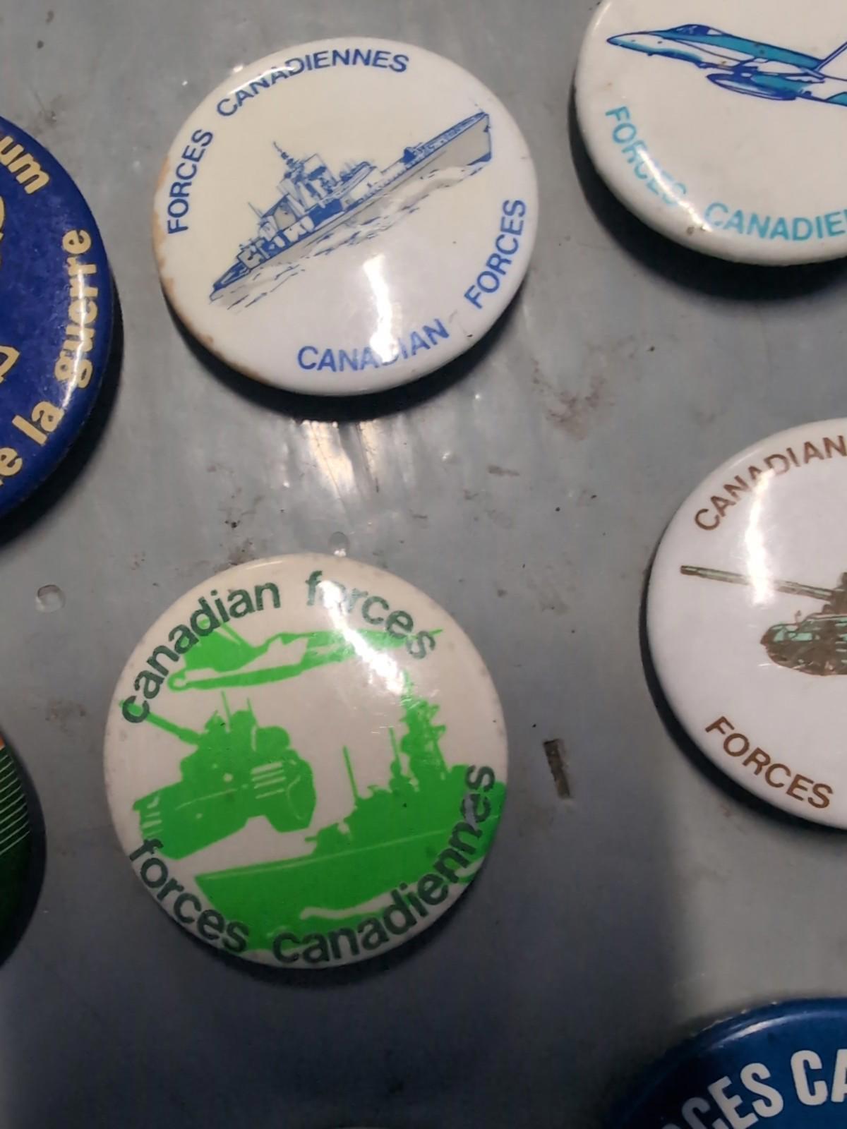 Vintage Canadian Forces Pinback Buttons Lot Military  Army Navy Air Force Lot #1