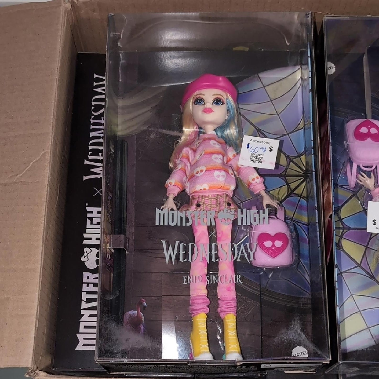 Mattel Monster Enid Wednesday Doll w/ Pink Outfit and Accessories