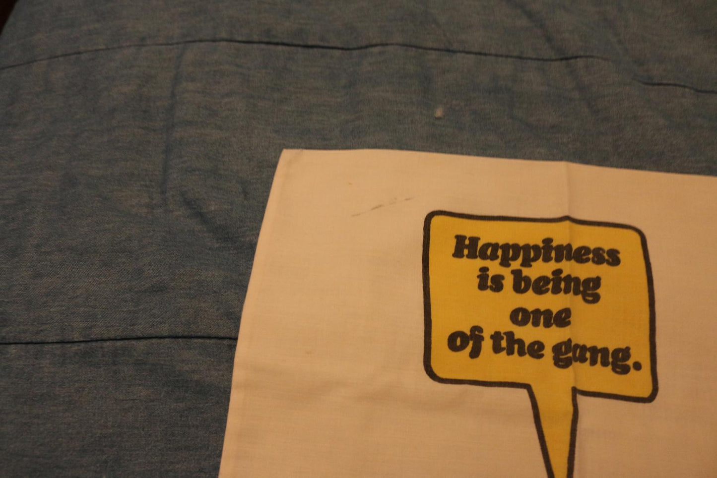 Vintage Peanuts Snoopy Pillowcase – Happiness Quote – 70s 80s – See Flaws