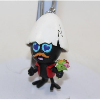 Vintage Calimero Keychain PVC Figure Eggshell Hat Heart Charm 1990s Cartoon Bird