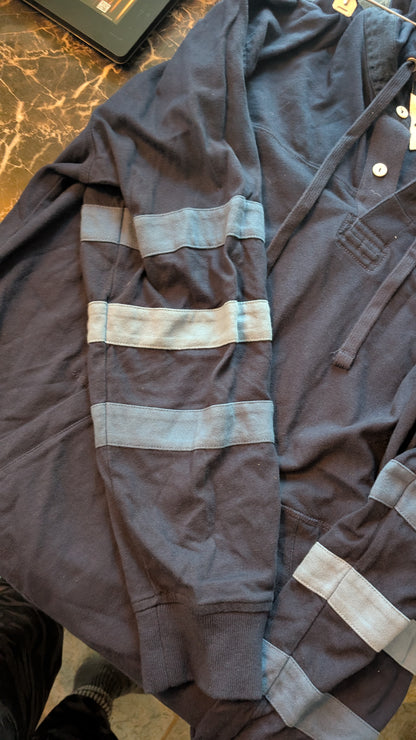 Tommy Hilfiger Classic Fit Hoodie Henley Pullover Navy Blue XXL