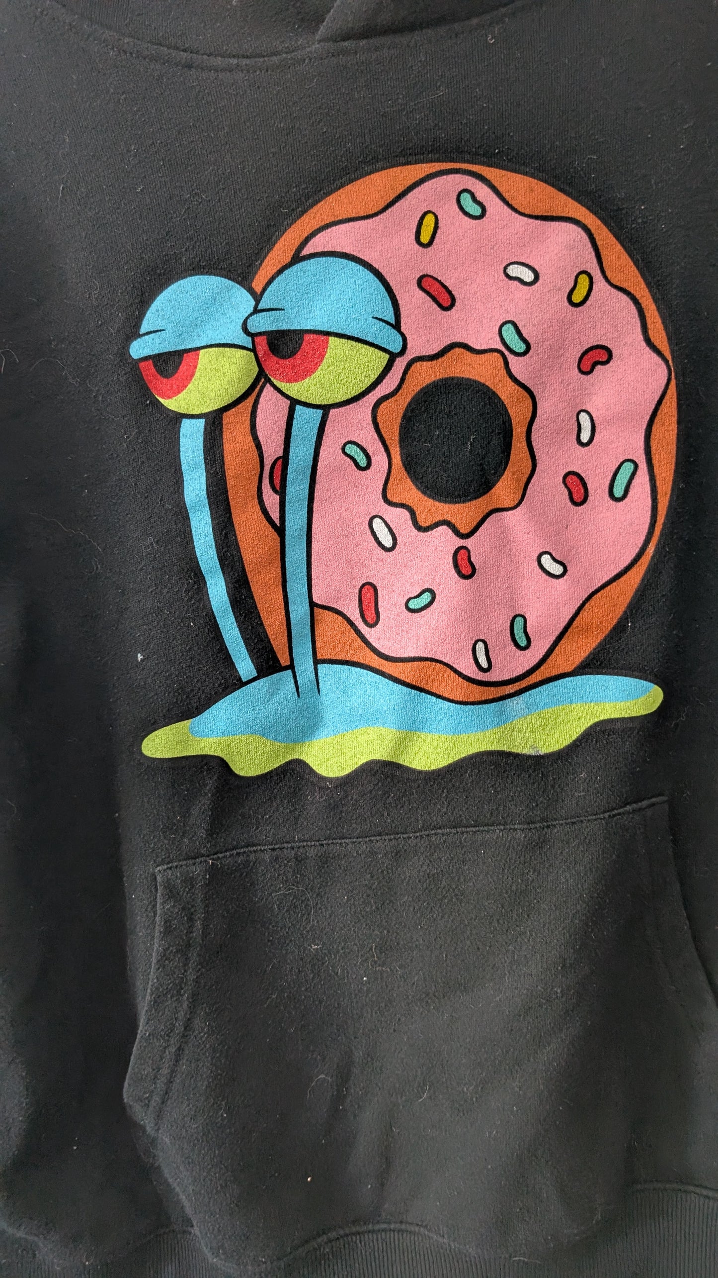 SpongeBob Gary Donut Snail Hoodie Black Size Small | Cartoon Meme Pullover