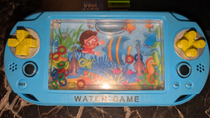Vintage Water Ring Toss Handheld Game – Blue Aqua Theme – Classic 90s Water Game Toy