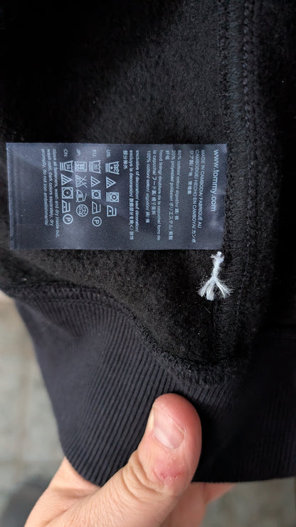 Tommy Hilfiger Full Zip Hoodie Black XXL Fleece Lined Logo Flag Hooded Sweatshirt