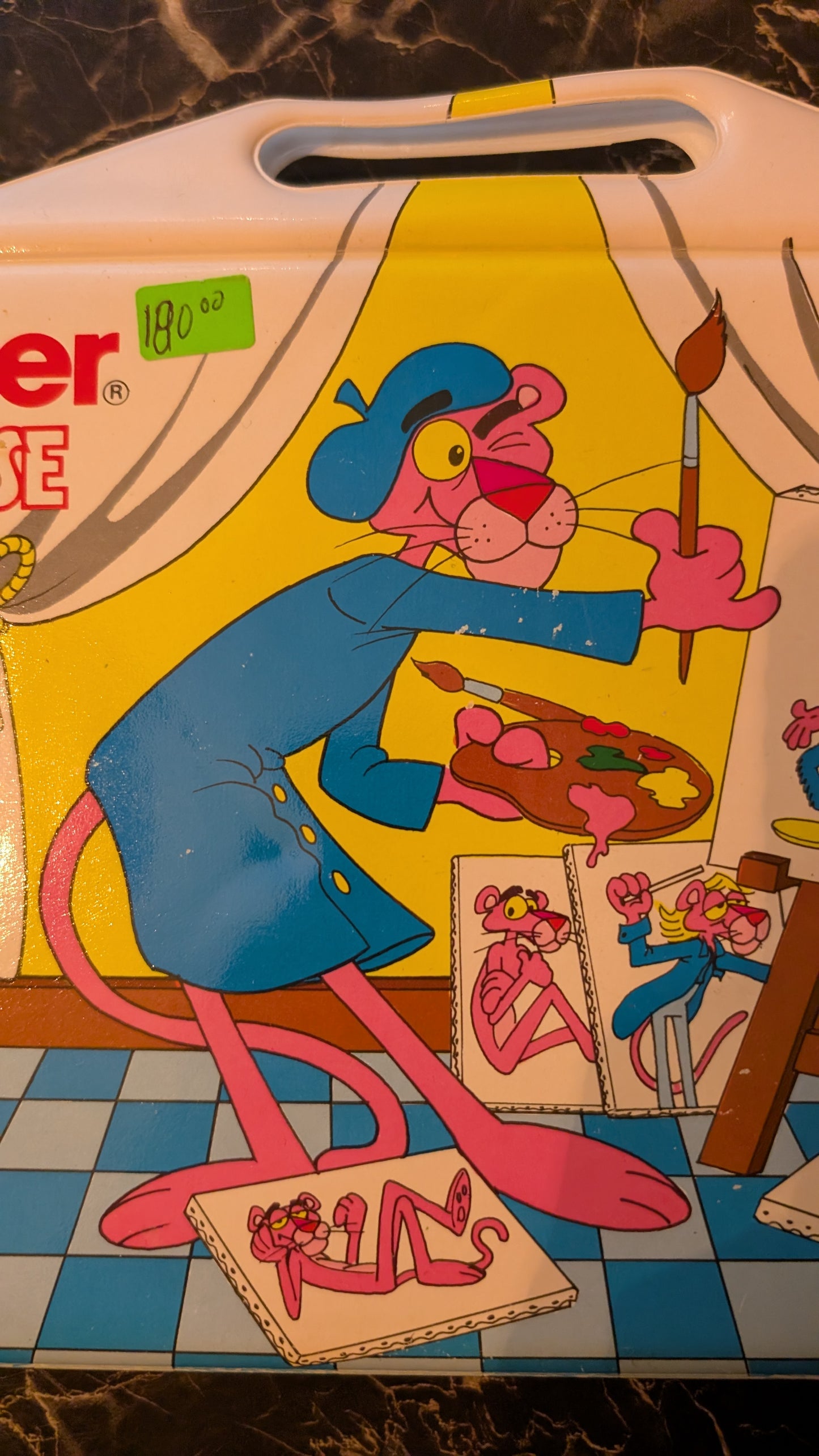 Vintage Kinder Surprise Pink Panther Carry Case 1989 Complete Set – Original Figures