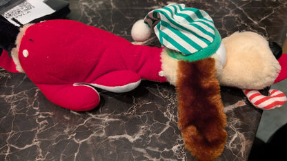 12" VINTAGE 1983 GARFIELD ODIE CHRISTMAS PUPPY DOG W CANE STUFFED Dakin PLUSH