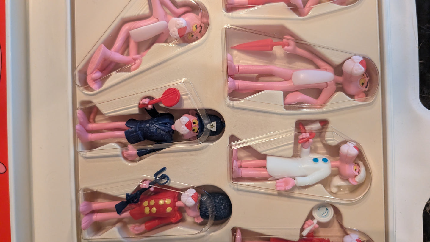 Vintage Kinder Surprise Pink Panther Carry Case 1989 Complete Set – Original Figures