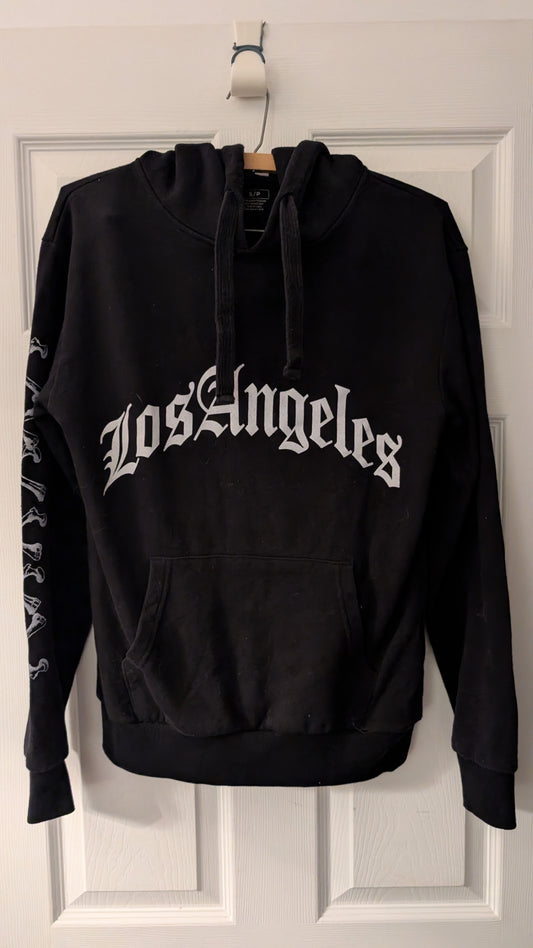 H&M Los Angeles Hoodie Black Bone Sleeve Graphic Size S/P