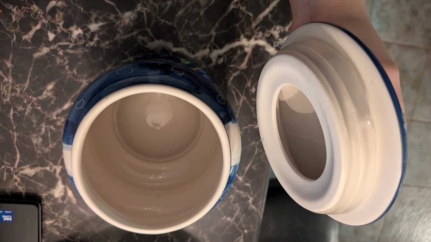 Decorative Ceramic Biscott Jar with Lid – Hand-Painted Style Kitchen Canister