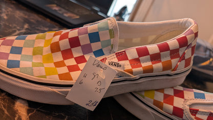 👟Vans Classic Slip-On Checkerboard Multicolor Canvas Shoes US Men 6 Women 7.5