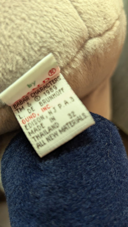 1989 Gund Babar Queen Celeste 16" Plush Sitting Stuffed Elephant Animal