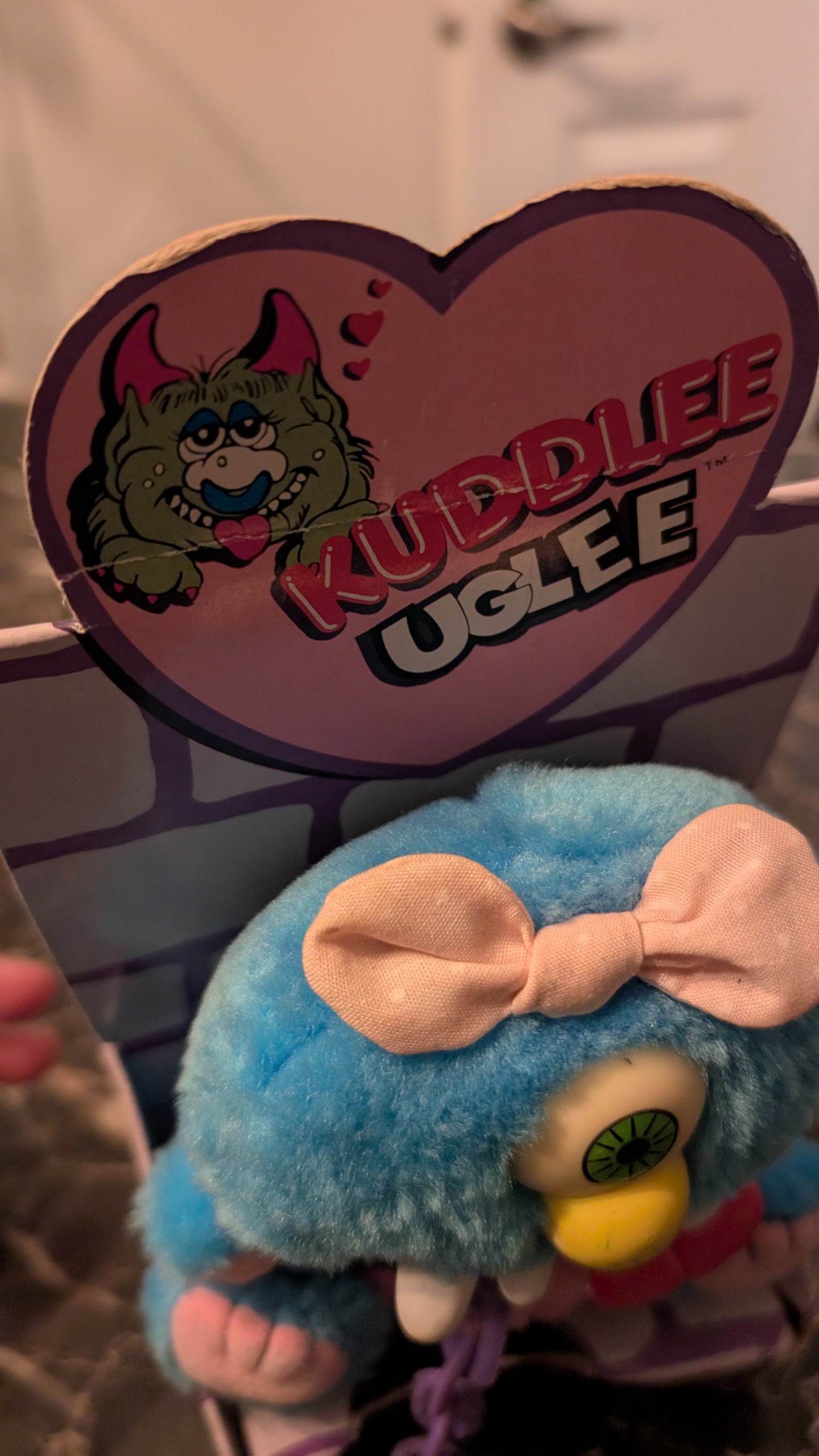 Vintage 1980s Kuddlee Uglee Monster Plush w/ Chain – Original Box – Tara Toys