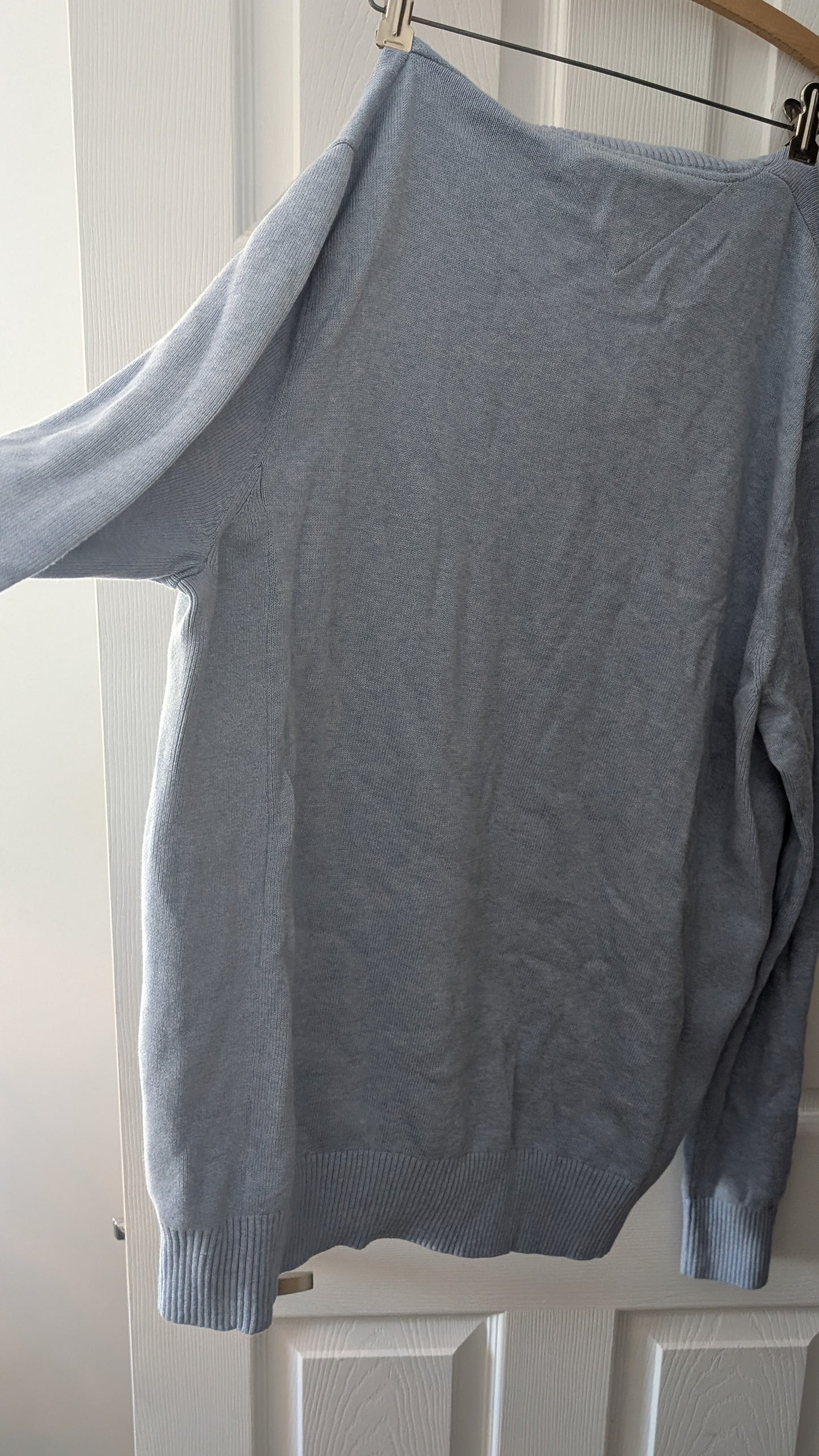 Tommy Hilfiger Men’s 1/4 Zip Knit Sweater Light Blue Cotton Size XXL