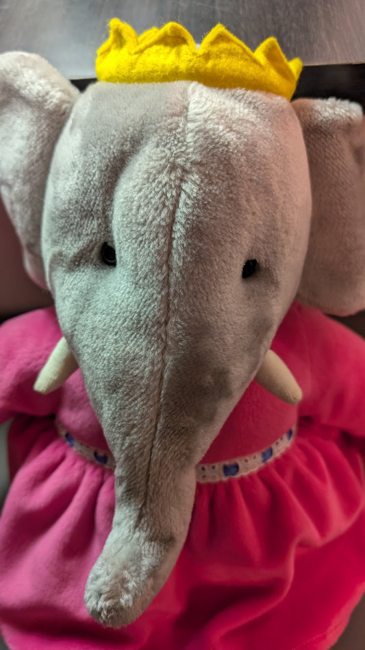 1989 Gund Babar Queen Celeste 16" Plush Sitting Stuffed Elephant Animal