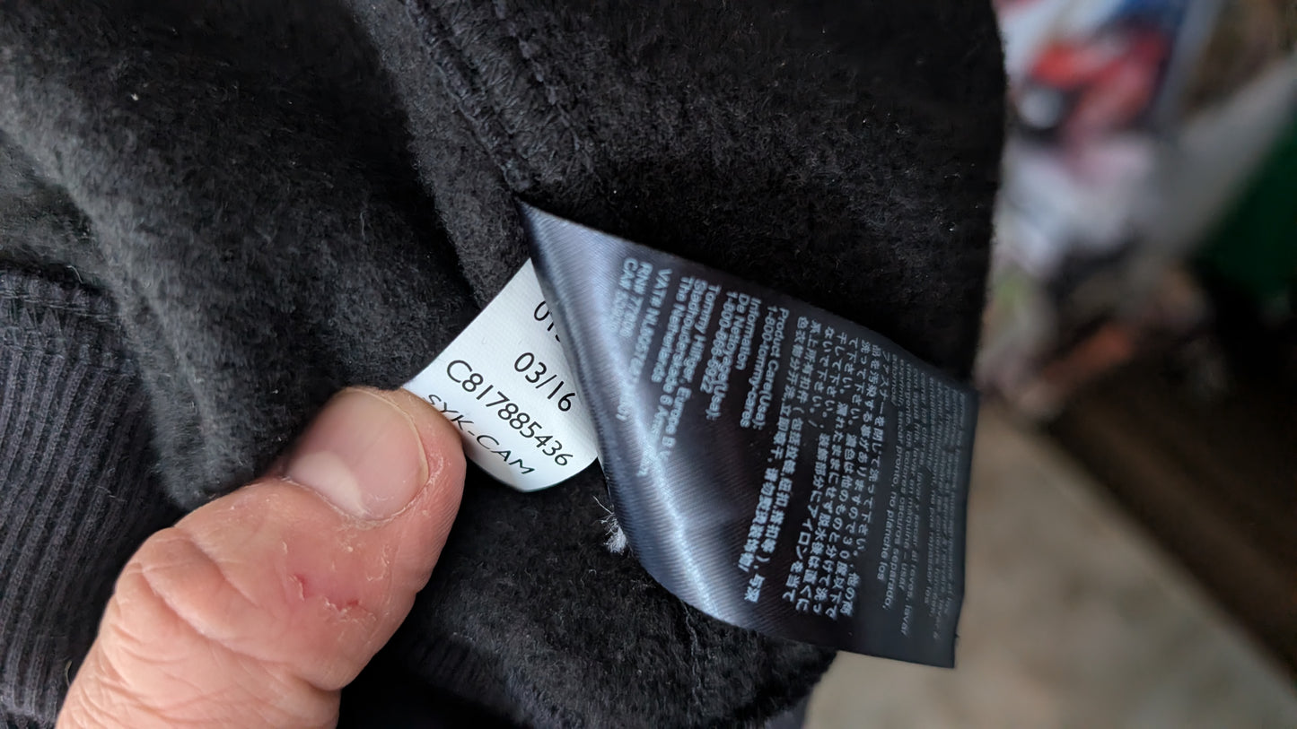 Tommy Hilfiger Full Zip Hoodie Black XXL Fleece Lined Logo Flag Hooded Sweatshirt