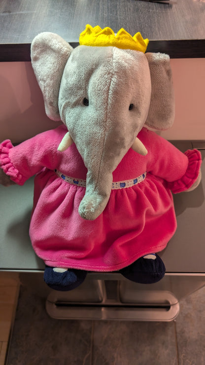 1989 Gund Babar Queen Celeste 16" Plush Sitting Stuffed Elephant Animal