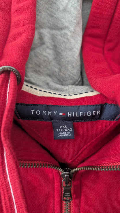 Tommy Hilfiger Men’s Full Zip Hoodie Red Fleece Lined Size XXL