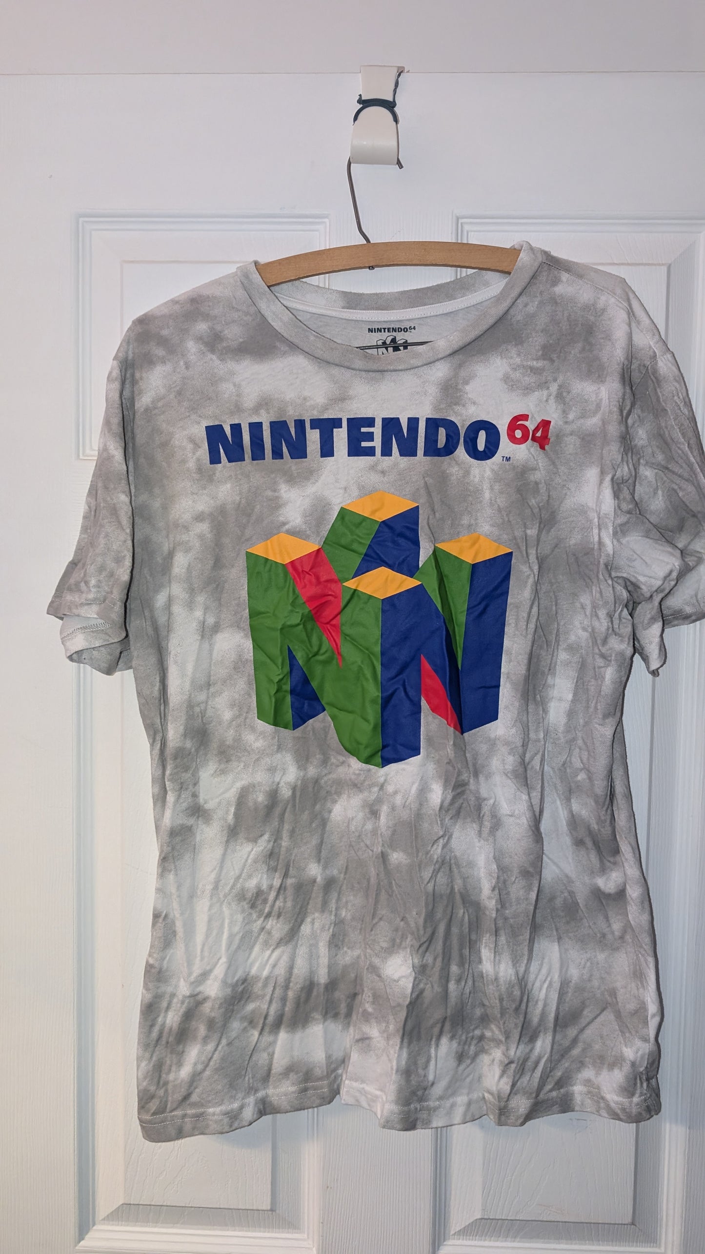 Nintendo 64 N64 Logo Tie-Dye Style T-Shirt Grey 2XL Official Gaming Tee 2019