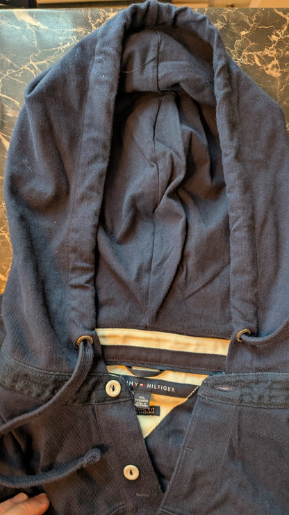 Tommy Hilfiger Classic Fit Hoodie Henley Pullover Navy Blue XXL