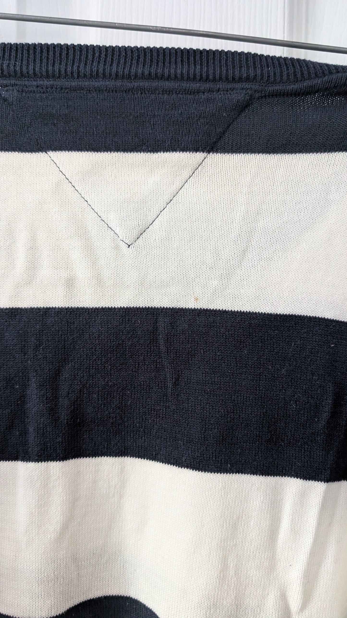 Tommy Hilfiger Men’s V-Neck Striped Sweater Navy white XXL Cotton Knit Pullover