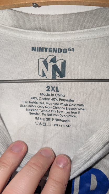Nintendo 64 N64 Logo Tie-Dye Style T-Shirt Grey 2XL Official Gaming Tee 2019
