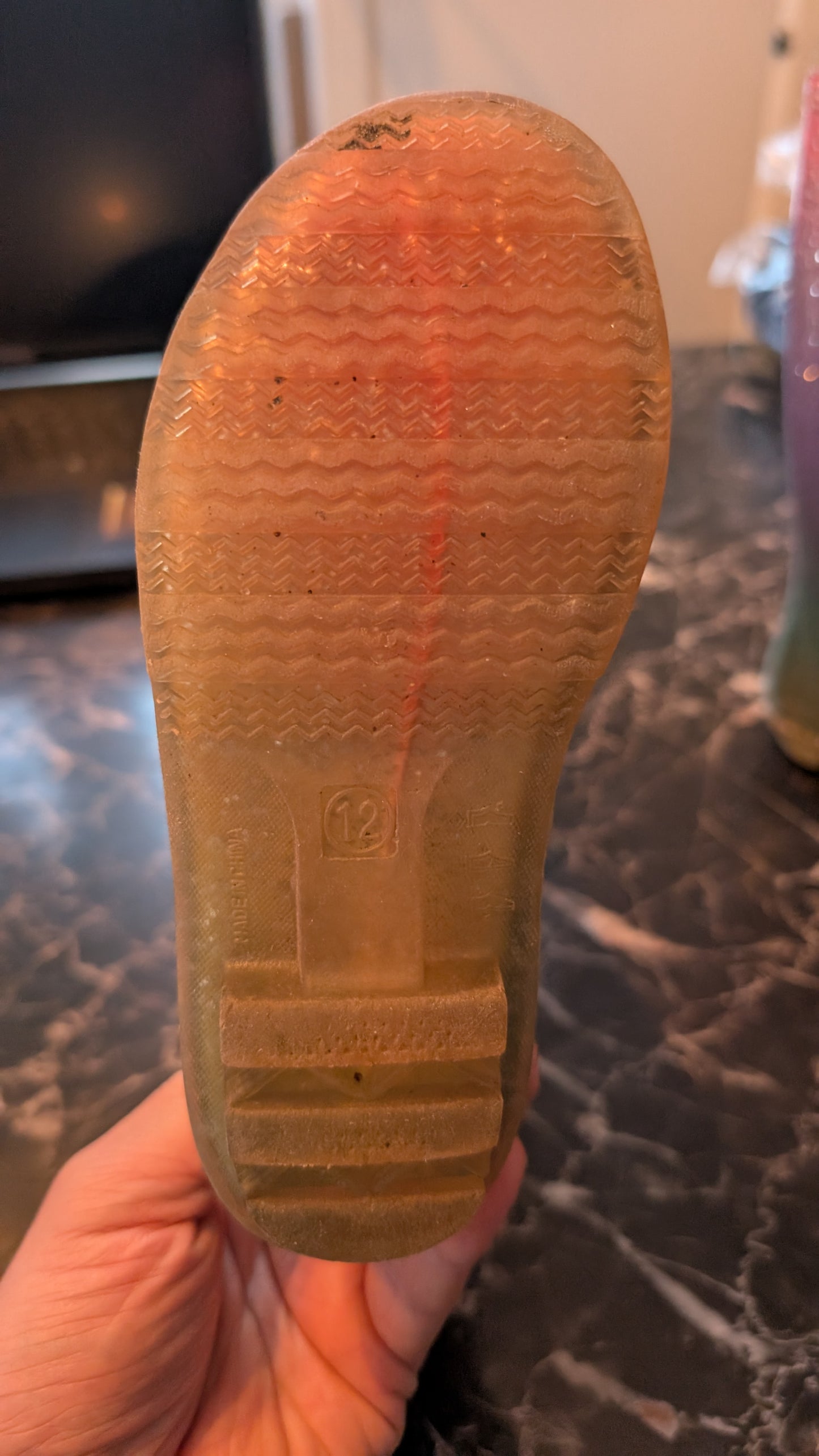 👟Girls Kids Glitter Rain Boots Pink Green Ombre Waterproof Rubber Toddler Size 12