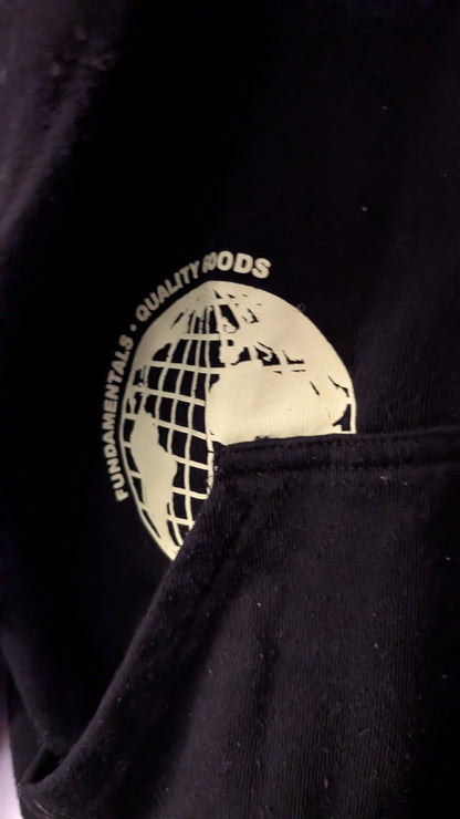 Urban Heritage Fundamentals Hoodie Black Neon Text Globe Graphic Size S/P
