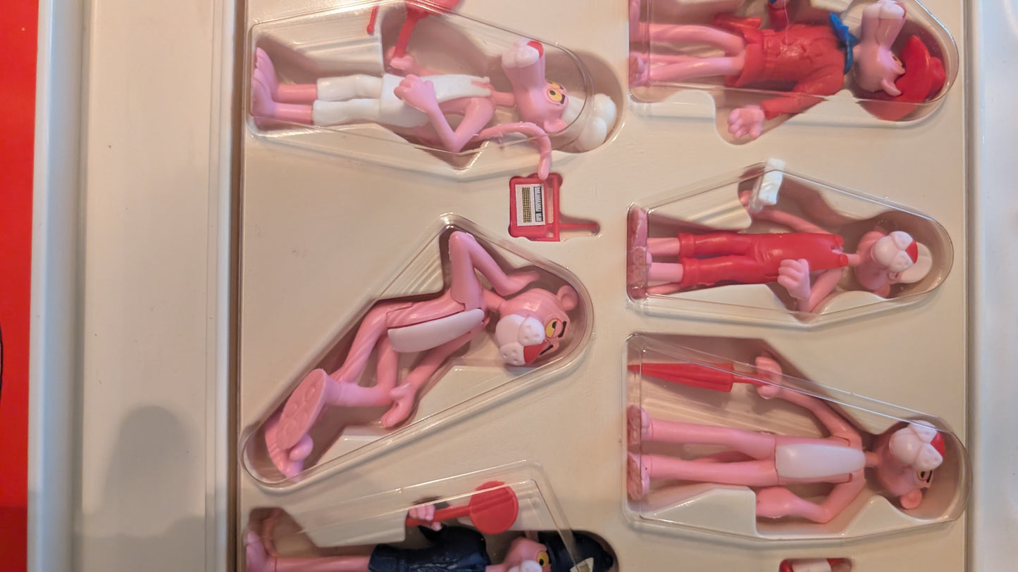 Vintage Kinder Surprise Pink Panther Carry Case 1989 Complete Set – Original Figures