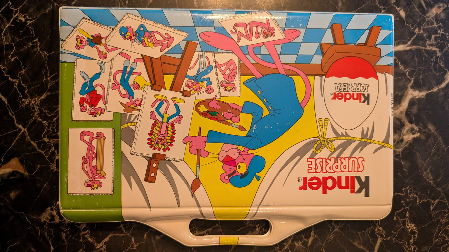 Vintage Kinder Surprise Pink Panther Carry Case 1989 Complete Set – Original Figures