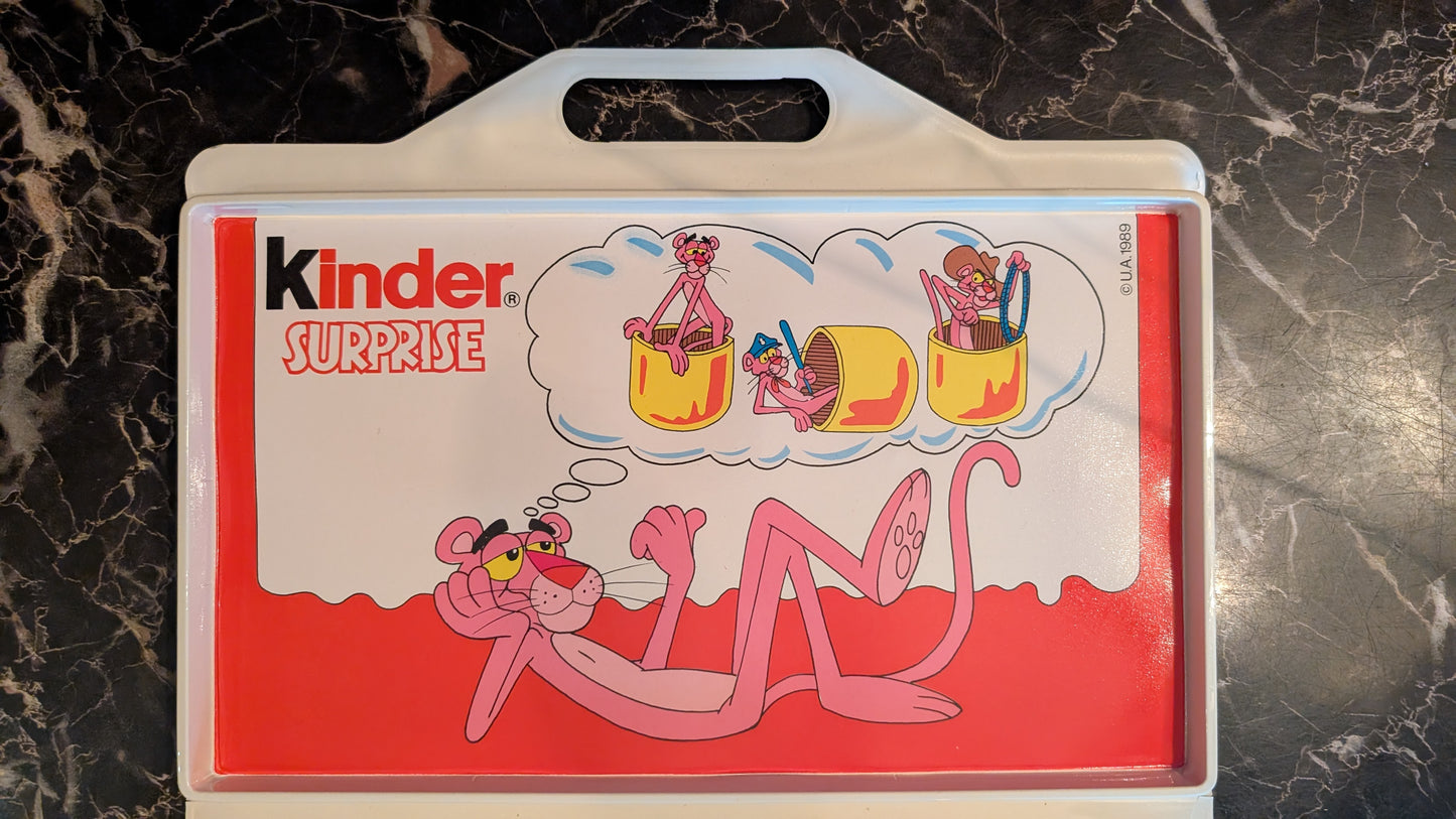 Vintage Kinder Surprise Pink Panther Carry Case 1989 Complete Set – Original Figures