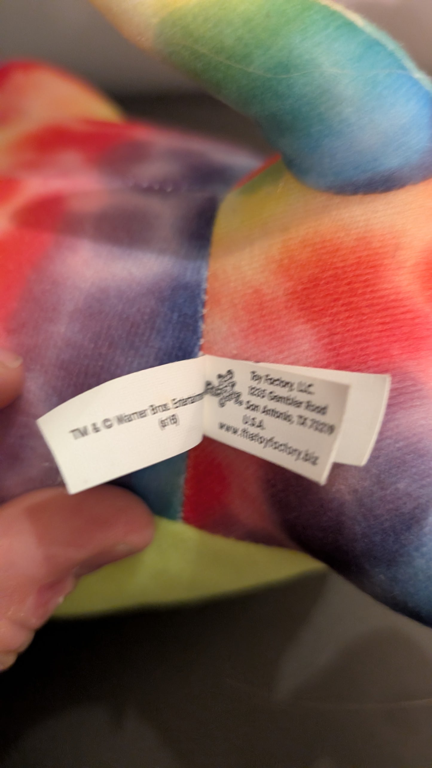 Looney Tunes Plush Tazmanian Devil Tie Dye Taz Rainbow Colors WB Stuffed Animal 14"