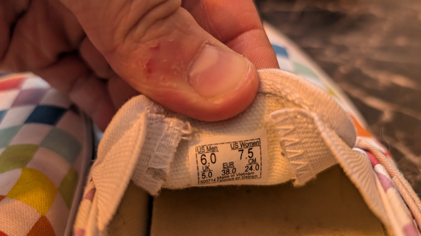 👟Vans Classic Slip-On Checkerboard Multicolor Canvas Shoes US Men 6 Women 7.5