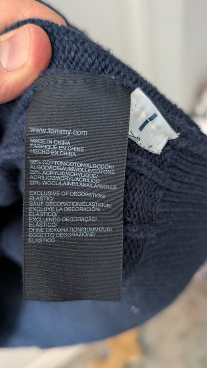 Tommy Hilfiger Men’s XXL Cable Knit V-Neck Sweater Navy Red White Preppy