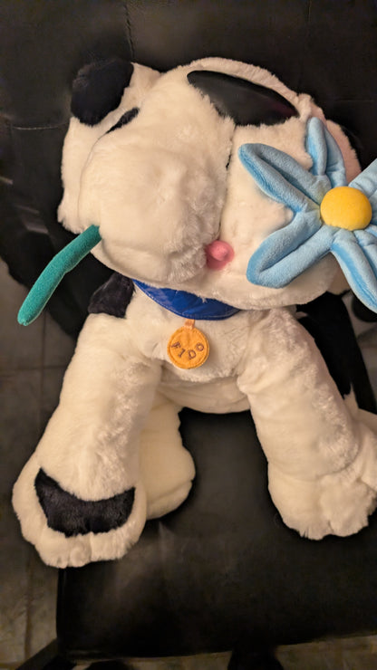 Vtg Cuddly Messengers Fido Dog Plush w/ Flower & Leash 22” 2003 Stuffed Toy