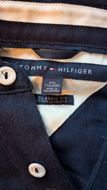 Tommy Hilfiger Classic Fit Hoodie Henley Pullover Navy Blue XXL