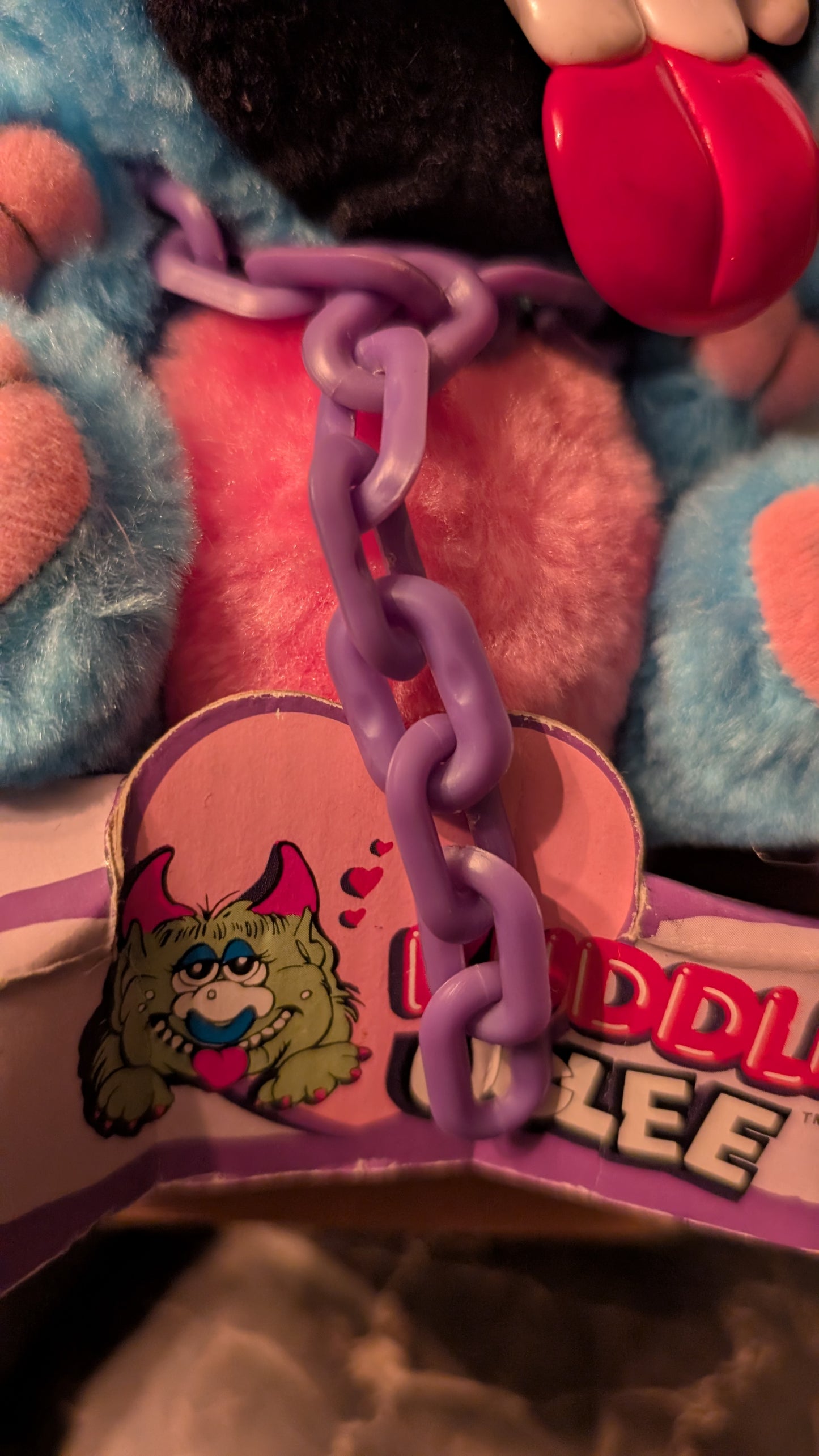 Vintage 1980s Kuddlee Uglee Monster Plush w/ Chain – Original Box – Tara Toys