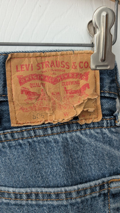 Levi’s 505 5-Pocket Blue Jeans Men’s 38x32 | Classic Fit | Distressed Leather Patch
