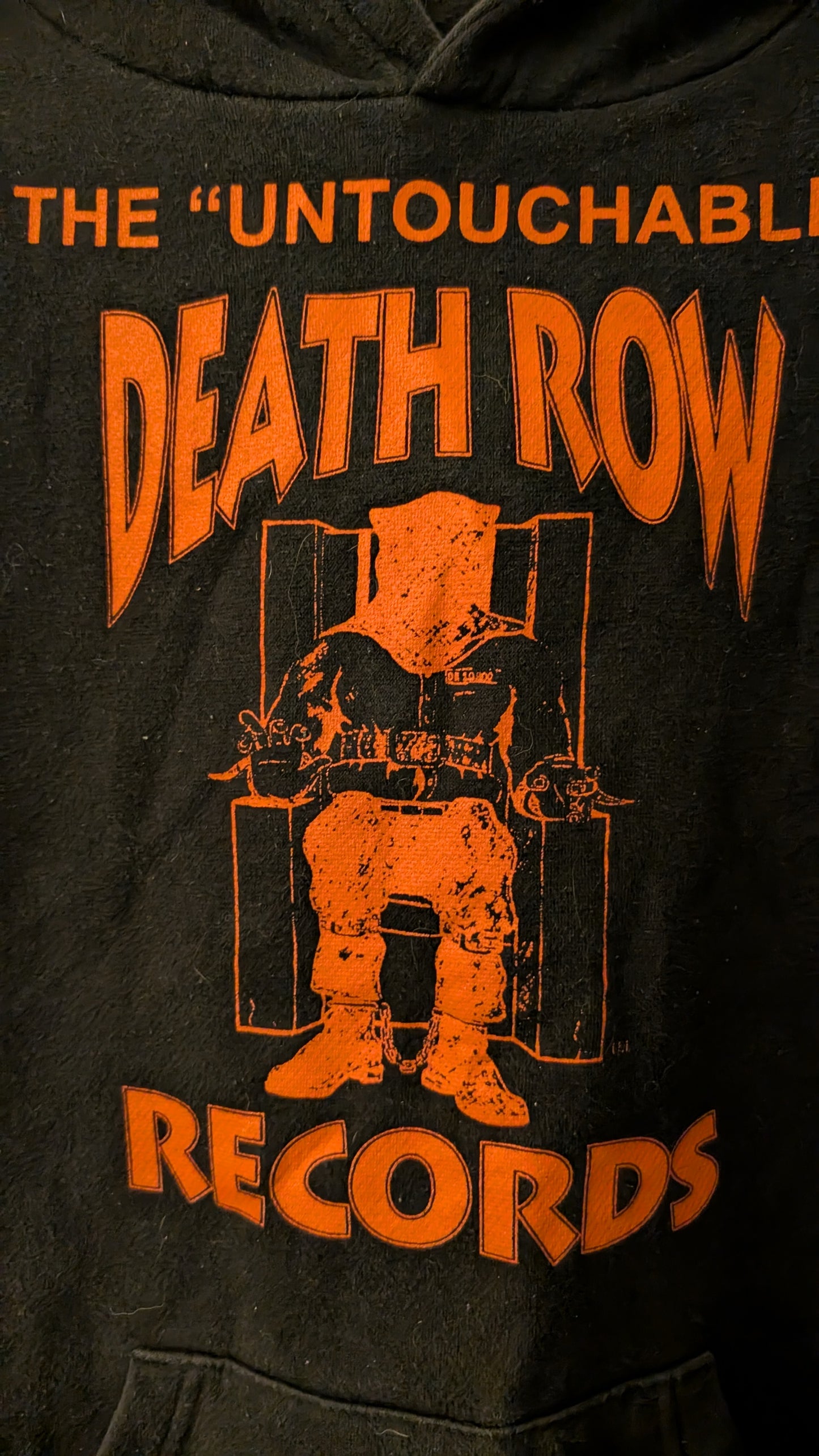 Death Row Records “Untouchable” Hoodie Black Electric Chair Logo Size S/P