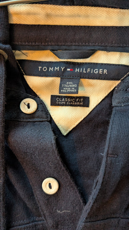Tommy Hilfiger Classic Fit Hoodie Henley Pullover Navy Blue XXL