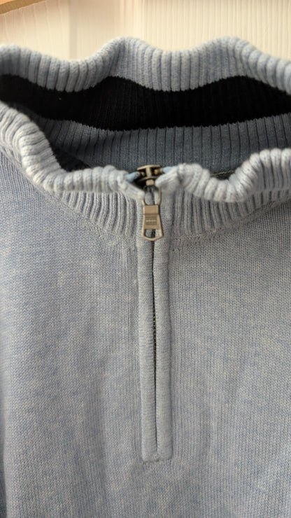 Tommy Hilfiger Men’s 1/4 Zip Knit Sweater Light Blue Cotton Size XXL