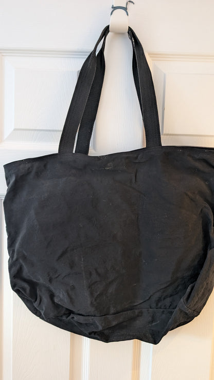 Walt Disney World Shoulder Tote Bag 20" Weekender Black Embroidered Characters