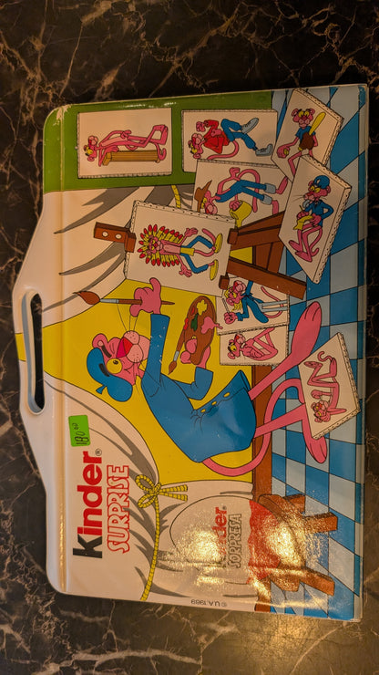 Vintage Kinder Surprise Pink Panther Carry Case 1989 Complete Set – Original Figures