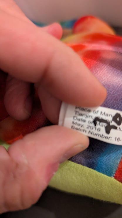 Looney Tunes Plush Tazmanian Devil Tie Dye Taz Rainbow Colors WB Stuffed Animal 14"