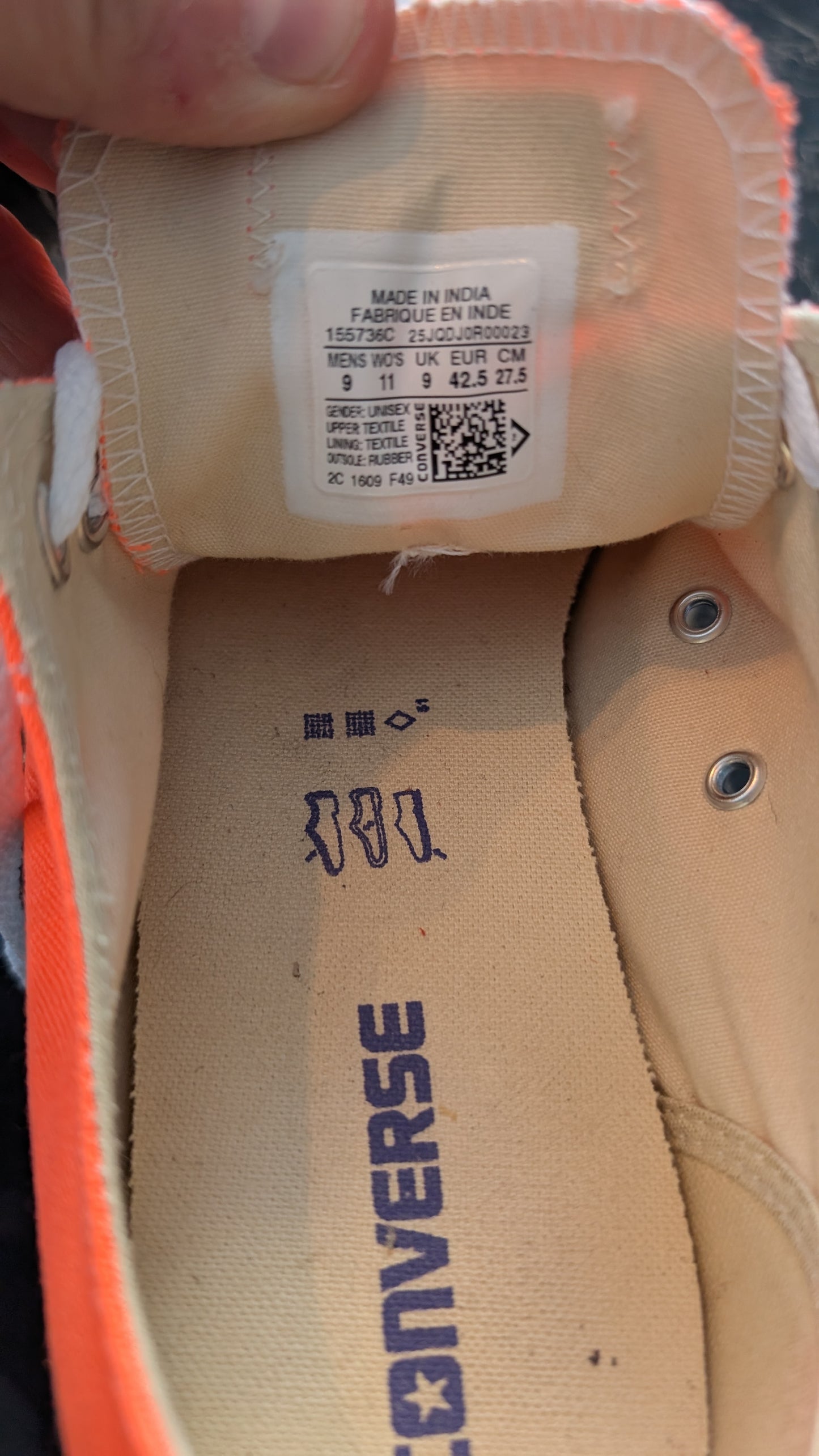 Converse Chuck Taylor All Star Low Orange Canvas Shoes Unisex mens US 9 EU 42.5 155735C