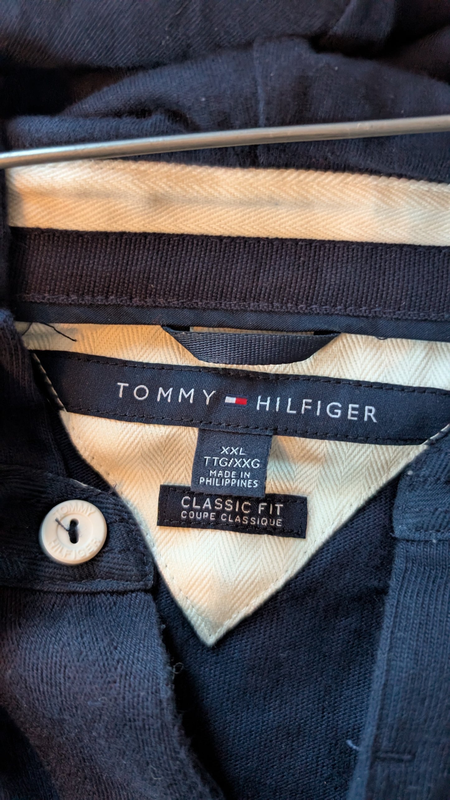Tommy Hilfiger Classic Fit Hoodie Henley Pullover Navy Blue XXL
